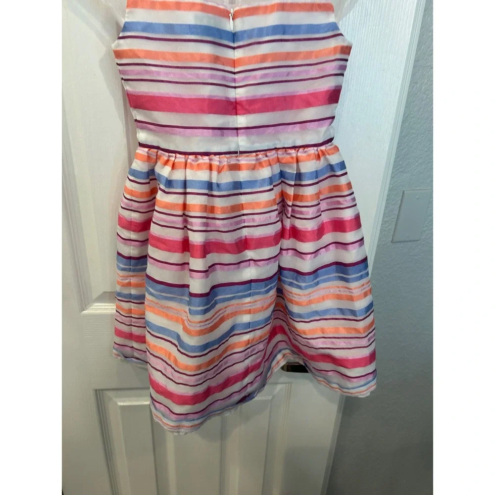Gymboree Dressed Up Dress Multi Color Striped Sheer Mesh Cap Sleeve Party bin C‎